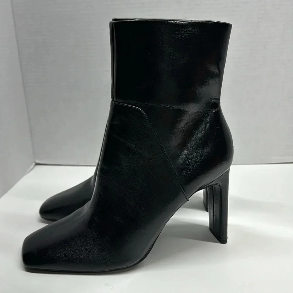 ASOS Black Leather High-Heel Ankle Boots